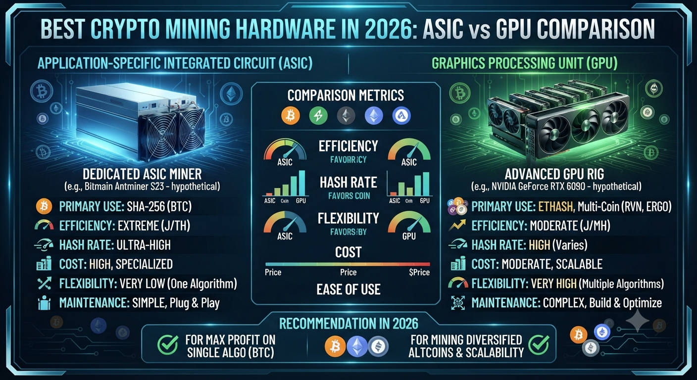Best Crypto Mining Hardware in 2026: ASIC vs GPU Comparison